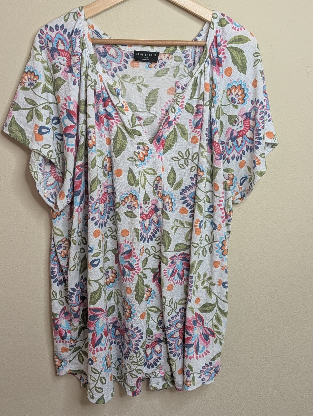 Lane Bryant Floral V-Neck Dolman Sleeve Top Plus Size 22/24